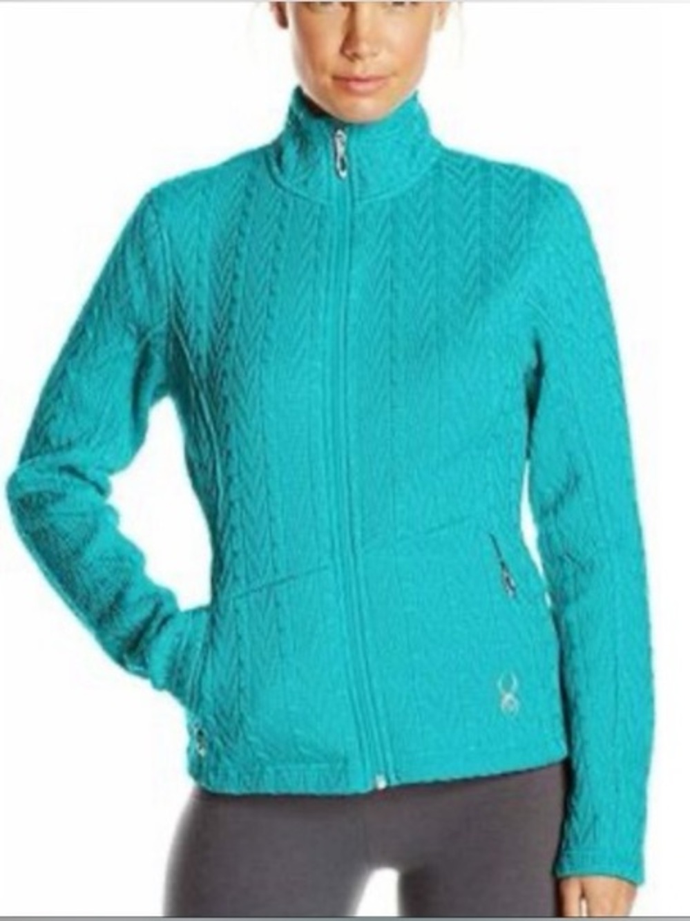 Spyder Major Cable Stryke Full Zip Sweater Jacket Teal
